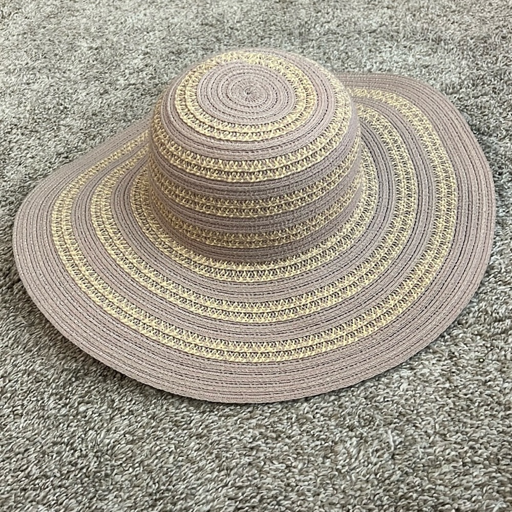 ABS Allen Schwartz Pastel Purple + Beige Floppy Beach Derby Hat